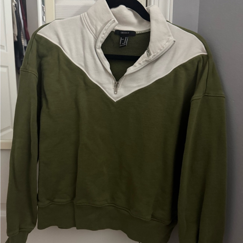 Forever 21 Olive and White Women's Sweatshirt